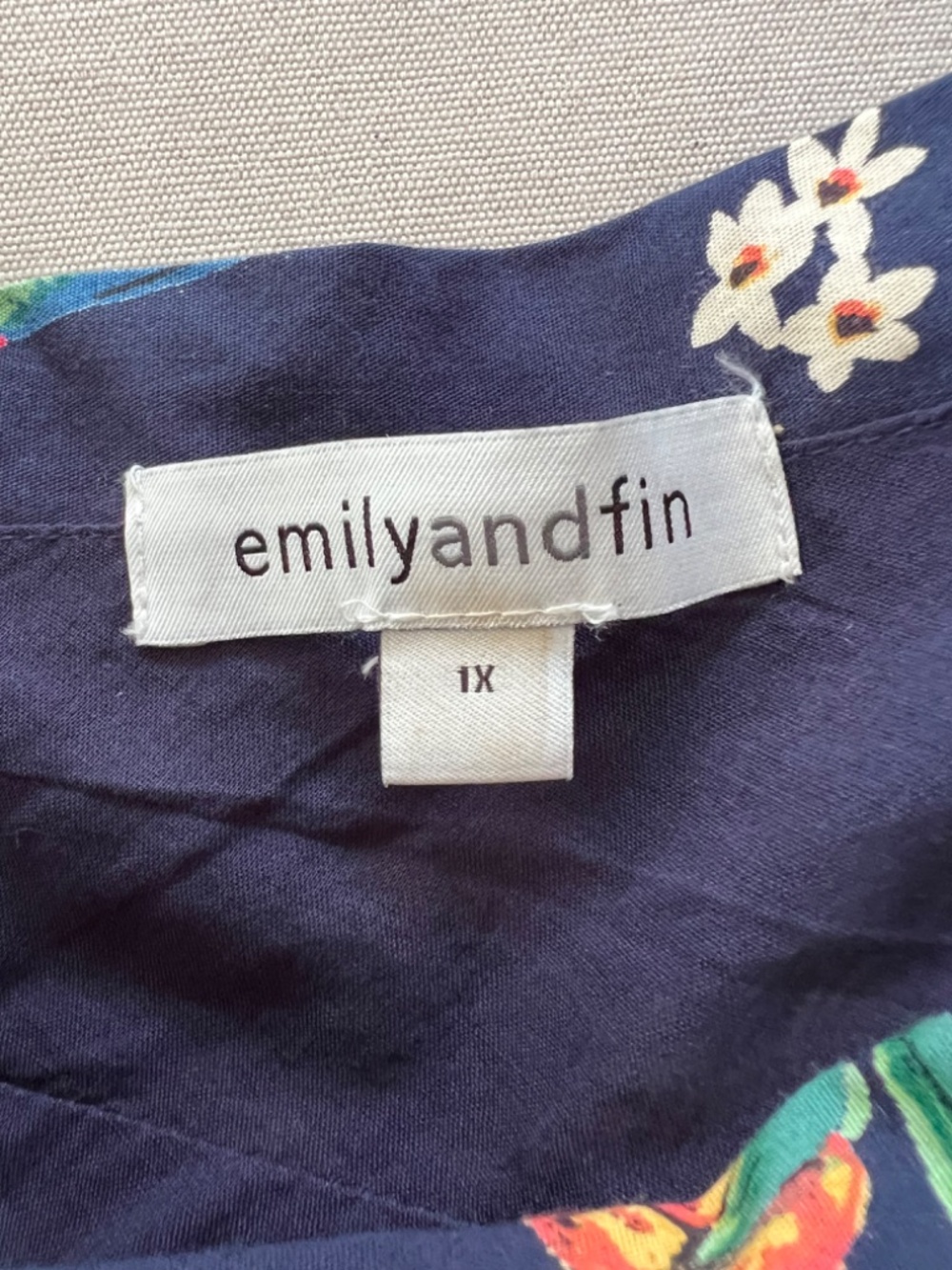 EMILY AND FIN Florence Retro Sleeveless Dress in Navy Parrot Print - 1X - Picture 10 of 15